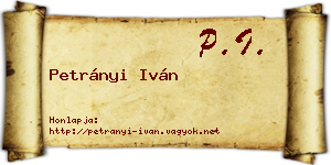 Petrányi Iván névjegykártya