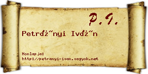 Petrányi Iván névjegykártya